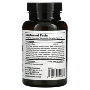 Thành phần vi chất của Sunfood Supergreens Capsules 620 mg 90 Capsules 803813102288
