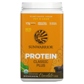 Thực phẩm chức năng Sunwarrior Classic Plus Protein Plant Based Chocolate 1.65 lb (750 g) 814784024172