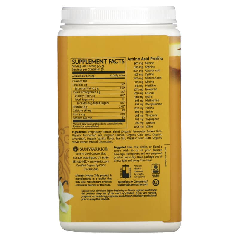Sunwarrior Classic Plus Protein Plant Based Vanilla 1.65 lb (750 g) 2 Thành phần vi chất của Sunwarrior Classic Plus Protein Plant Based Vanilla 1.65 lb (750 g) 814784024219