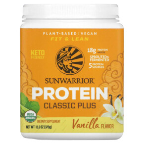 Thực phẩm chức năng Sunwarrior Classic Plus Protein Plant Based Vanilla 13.2 oz (375 g) 814784024202