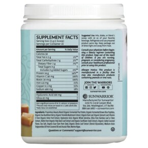 Thành phần vi chất của Sunwarrior Collagen Building Protein Peptide Salted Caramel 1.1 lb (500 g) 814784027791