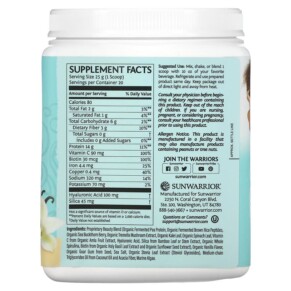 Thành phần vi chất của Sunwarrior Collagen Building Protein Peptides Tahitian Vanilla 1.1 lb (500 g) 814784026527