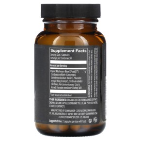 Thành phần vi chất của Sunwarrior Mushroom Blend 60 Vegan Capsules 810100920036