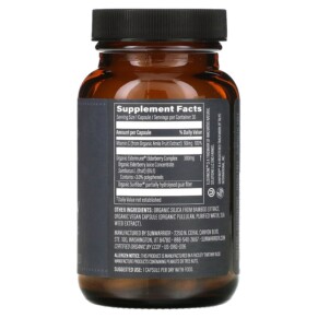 Thành phần vi chất của Sunwarrior Organic Elderberry + Vitamin C 30 Vegan Capsules 810100920098