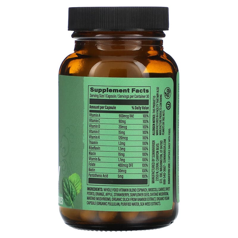 Sunwarrior Plant-Based Multi-V 30 Vegan Capsules 2 Thành phần vi chất của Sunwarrior Plant-Based Multi-V 30 Vegan Capsules 810100920029
