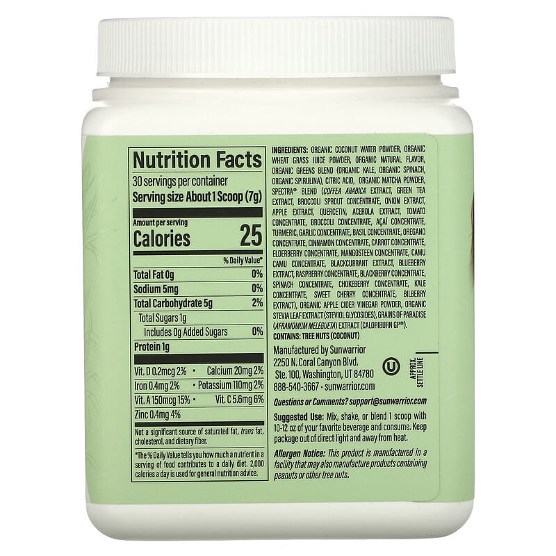 Sunwarrior Shape Thermo Greens Green Apple 7.4 oz (210 g) 2 Thành phần vi chất của Sunwarrior Shape Thermo Greens Green Apple 7.4 oz (210 g) 810100920302