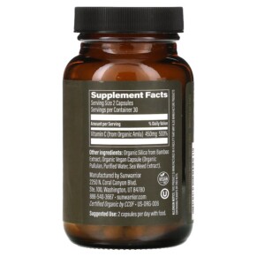 Thành phần vi chất của Sunwarrior Vitamin C 60 Vegan Capsules 810100920067