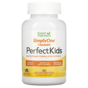 Thực phẩm chức năng Super Nutrition Perfect Kids Complete Multivitamin Wild-Berry 60 Vegetarian Chewable Tablets 033739002359