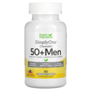 Thực phẩm chức năng Super Nutrition SimplyOne 50+ Men Multivitamin + Supporting Herbs Wild-Berry 90 Chewables 033739002878
