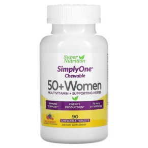Thực phẩm chức năng Super Nutrition SimplyOne 50+ Women Multivitamin + Supporting Herbs Wild-Berry 90 Chewables 033739002861