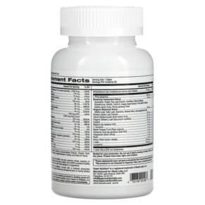 Thành phần vi chất của Super Nutrition SimplyOne Men’s 50+ Multivitamin with Supporting Herbs 90 Tablets 033739001963