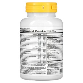 Thành phần vi chất của Super Nutrition SimplyOne Men's 50+ Multivitamin with Supporting Herbs Iron Free 90 Tablets 033739001987