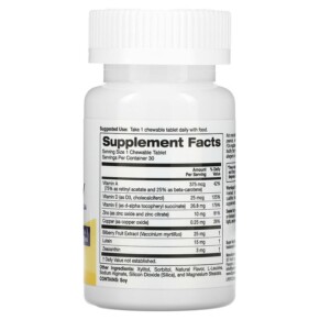 Thành phần vi chất của Super Nutrition SimplyOne See Clearly Triple Power Vision Formula Wild-Berry Flavor 30 Chewable Tablets 033739002649