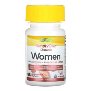 Thực phẩm chức năng Super Nutrition SimplyOne Women Multivitamin + Supporting Herbs Wild-Berry 30 Chewables 033739002687