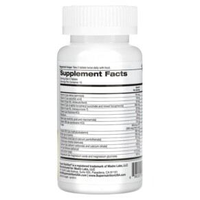 Thành phần vi chất của Super Nutrition Super Immune Immune-Strengthening Multivitamin with Glutathione 60 Tablets 898220020140