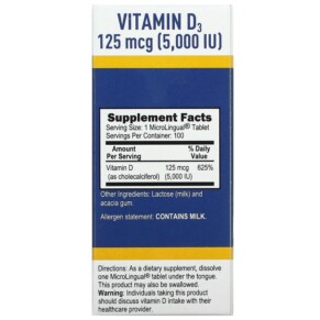 Superior Source Extra Strength D3 125 mcg (5.000 IU) 100 MicroLingual Instant Dissolve Tablets 3 Thành phần vi chất của Superior Source Extra Strength D3 125 mcg (5.000 IU) 100 MicroLingual Instant Dissolve Tablets 076635908608