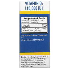 Thành phần vi chất của Superior Source Extra Strength D3 250 mcg (10.000 IU) 100 MicroLingual Instant Dissolve Tablets 076635908707