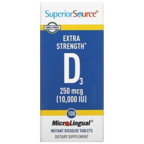 Thực phẩm chức năng Superior Source Extra Strength D3 250 mcg (10.000 IU) 100 MicroLingual Instant Dissolve Tablets 076635908707