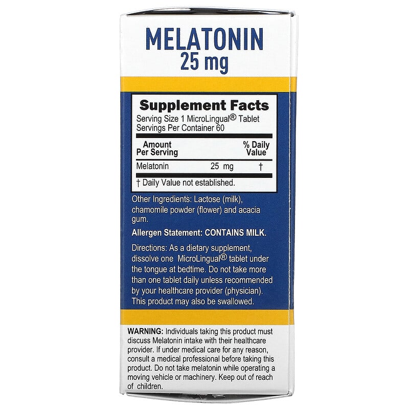 Superior Source Extra Strength Melatonin 25 mg 60 MicroLingual Instant Dissolve Tablets 2 Thành phần vi chất của Superior Source Extra Strength Melatonin 25 mg 60 MicroLingual Instant Dissolve Tablets 076635921003