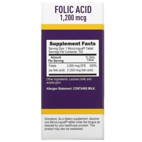 Thành phần vi chất của Superior Source Folic Acid 1.200 mcg 100 MicroLingual Instant Dissolve Tablets 076635908400