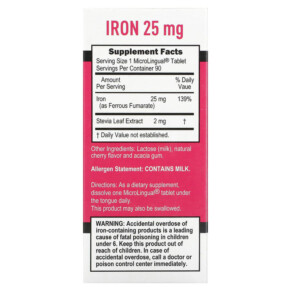 Thành phần vi chất của Superior Source Just Women Iron 25 mg 90 MicroLingual Instant Dissolve Tablets 076635920808