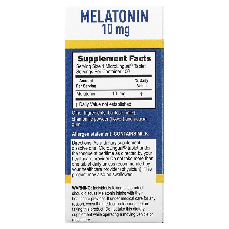 Superior Source Melatonin 10 mg 100 MicroLingual Instant Dissolve Tablets 2 Thành phần vi chất của Superior Source Melatonin 10 mg 100 MicroLingual Instant Dissolve Tablets 076635902408