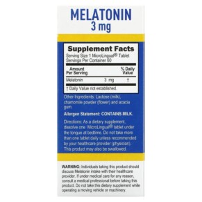 Thành phần vi chất của Superior Source Melatonin 3 mg 60 MicroLingual Instant Dissolve Tablets 076635900008