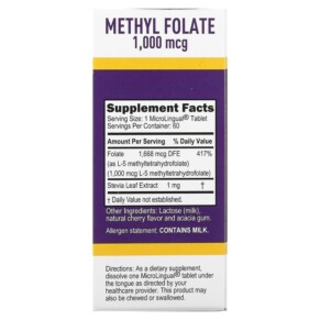 Thành phần vi chất của Superior Source Methyl Folate 1.000 mcg 60 Instant Dissolve Tablets 076635902507