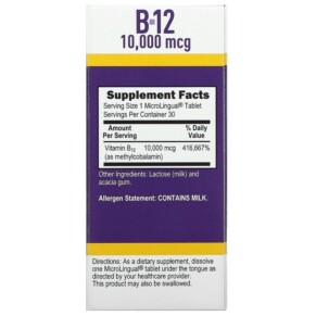Thành phần vi chất của Superior Source Methylcobalamin B-12 10.000 mcg 30 MicroLingual Instant Dissolve Tablets 076635909605