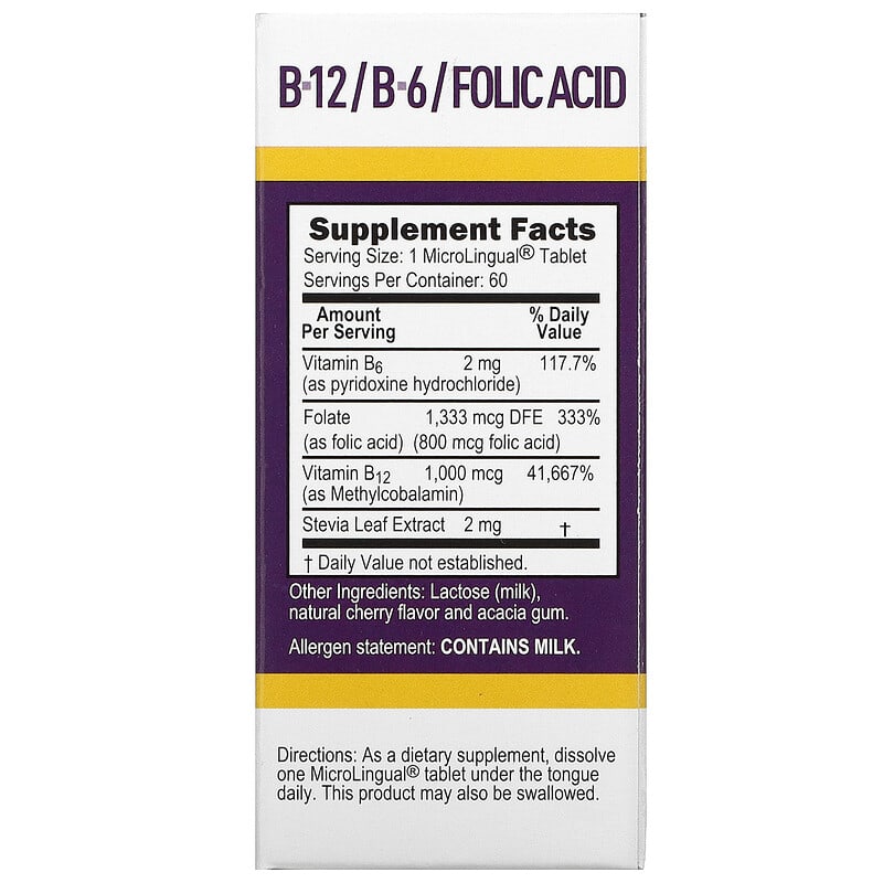 Superior Source Methylcobalamin B-12 B-6 & Folic 60 MicroLingual Instant Dissolve Tablets 2 Thành phần vi chất của Superior Source Methylcobalamin B-12 B-6 & Folic 60 MicroLingual Instant Dissolve Tablets 076635907007