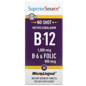 Thực phẩm chức năng Superior Source Methylcobalamin B-12 B-6 & Folic 60 MicroLingual Instant Dissolve Tablets 076635907007
