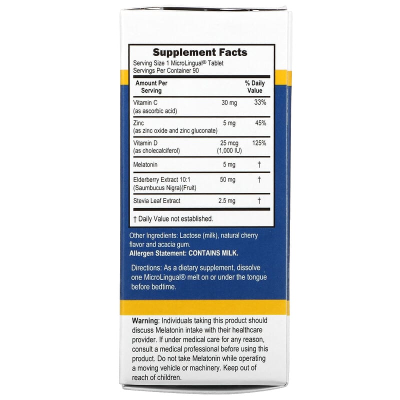 Superior Source Sleep & Immune 90 MicroLingual Instant Dissolve Melts 2 Thành phần vi chất của Superior Source Sleep & Immune 90 MicroLingual Instant Dissolve Melts 076635921102