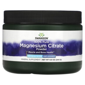 Thực phẩm chức năng Swanson 100% Pure Magnesium Citrate Powder Unflavored 630 mg 8.6 oz (244 g) 087614117546