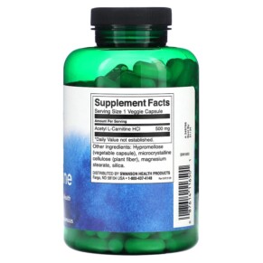 Thành phần vi chất của Swanson Acetyl L-Carnitine 500 mg 240 Veggie Capsules 087614116501