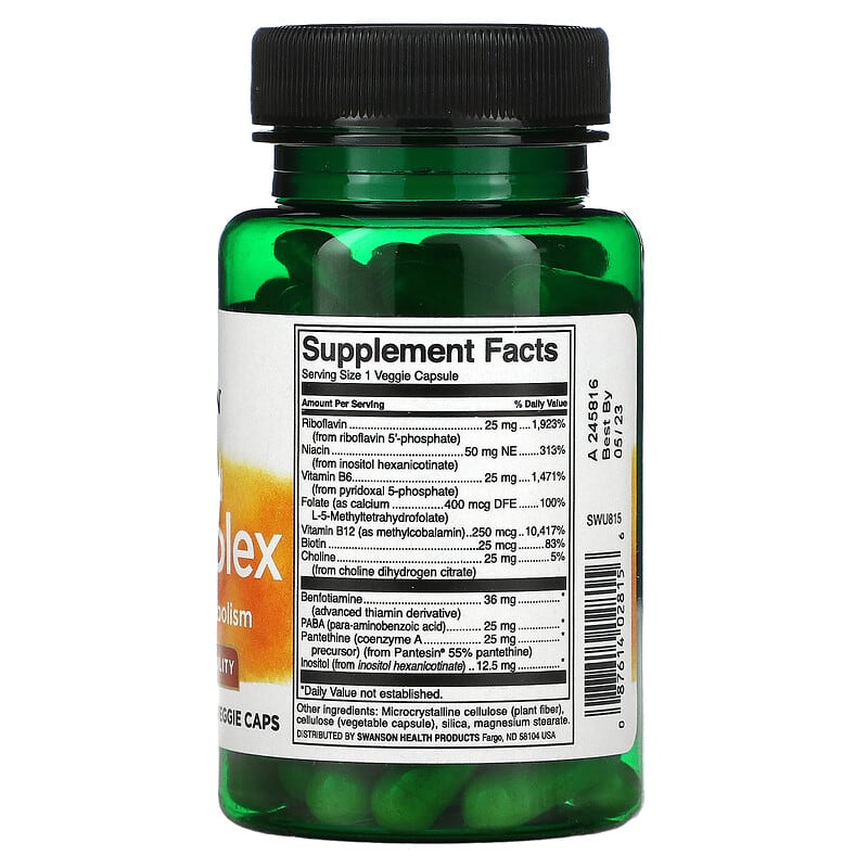 Swanson Activated B-Complex 60 Veggie Caps 2 Thành phần vi chất của Swanson Activated B-Complex 60 Veggie Caps 087614028156