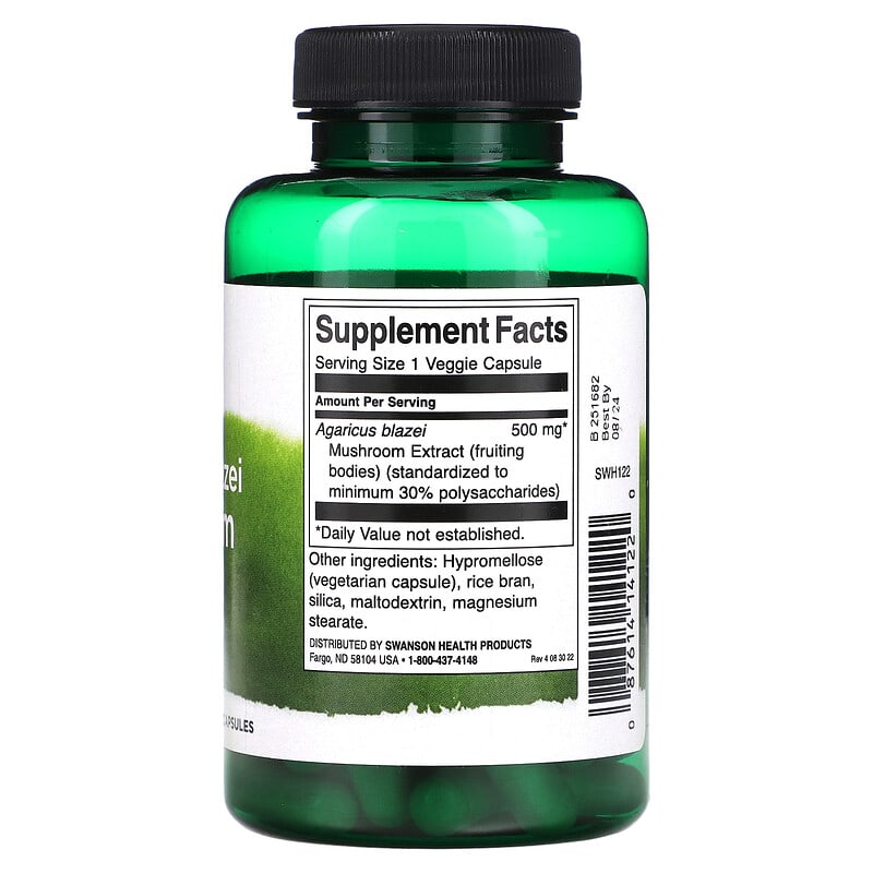 Swanson Agaricus Blazei Mushroom Extract 500 mg 90 Veggie Caps 2 Thành phần vi chất của Swanson Agaricus Blazei Mushroom Extract 500 mg 90 Veggie Caps 087614141220