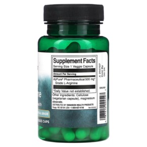 Thành phần vi chất của Swanson AjiPure L-Arginine 500 mg 60 Veggie Caps 087614024547