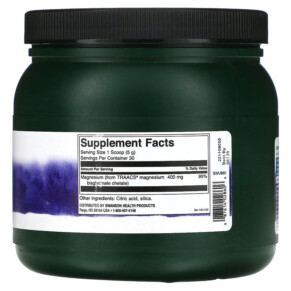 Thành phần vi chất của Swanson Albion Magnesium Glycinate Powder 5.3 oz (150 g) 087614028606
