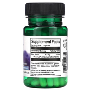 Thành phần vi chất của Swanson Albion Zinc 30 mg 90 Capsules 087614020655