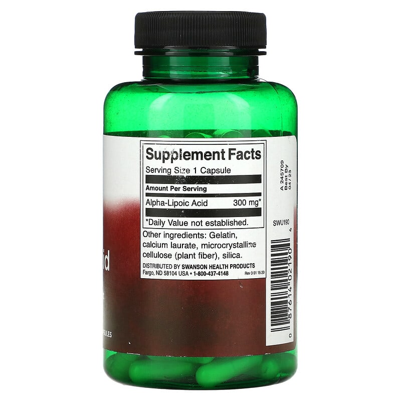 Swanson Alpha Lipoic Acid 300 mg 120 Capsules 2 Thành phần vi chất của Swanson Alpha Lipoic Acid 300 mg 120 Capsules 087614021904