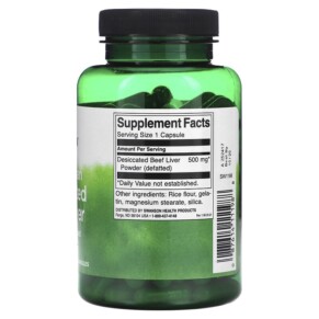 Thành phần vi chất của Swanson Argentinian Desiccated Beef Liver 500 mg 120 Capsules 087614111988