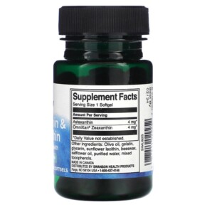 Thành phần vi chất của Swanson Astaxanthin & Zeaxanthin 60 Softgels 087614029252