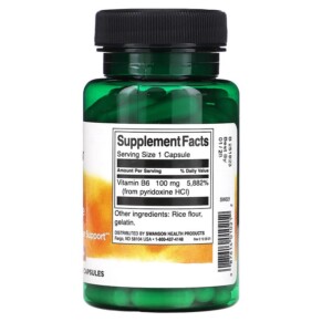 Thành phần vi chất của Swanson B6 Pyridoxine 100 mg 100 Capsules 087614010212