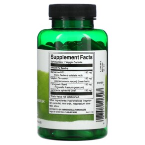 Thành phần vi chất của Swanson Berberine Complex 90 Veggie Capsules 087614116297