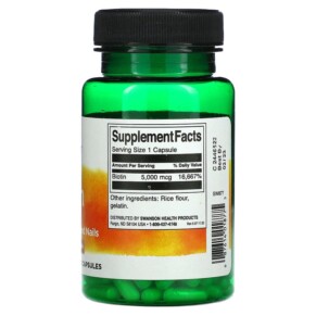Thành phần vi chất của Swanson Biotin 5.000 mcg 100 Capsules 087614018775