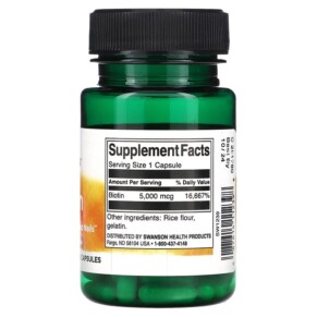Thành phần vi chất của Swanson Biotin 5.000 mcg 30 Capsules 087614112398