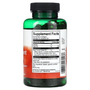 Thành phần vi chất của Swanson Black Currant Seed Oil 500 mg 180 Softgels 087614170138