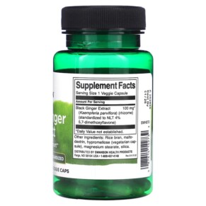Thành phần vi chất của Swanson Black Ginger Extract 100 mg 30 Veggie Caps 087614142739