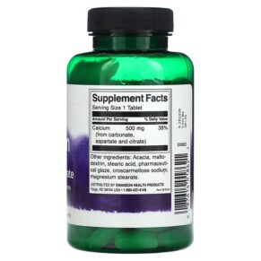 Thành phần vi chất của Swanson Calcium Carbonate Aspartate & Citrate 500 mg 100 Tablets 087614018621