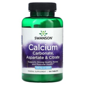 Thực phẩm chức năng Swanson Calcium Carbonate Aspartate & Citrate 500 mg 100 Tablets 087614018621